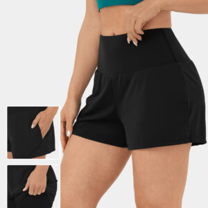 High Waisted 2-in-1 Yoga Shorts with Back and Side Pockets