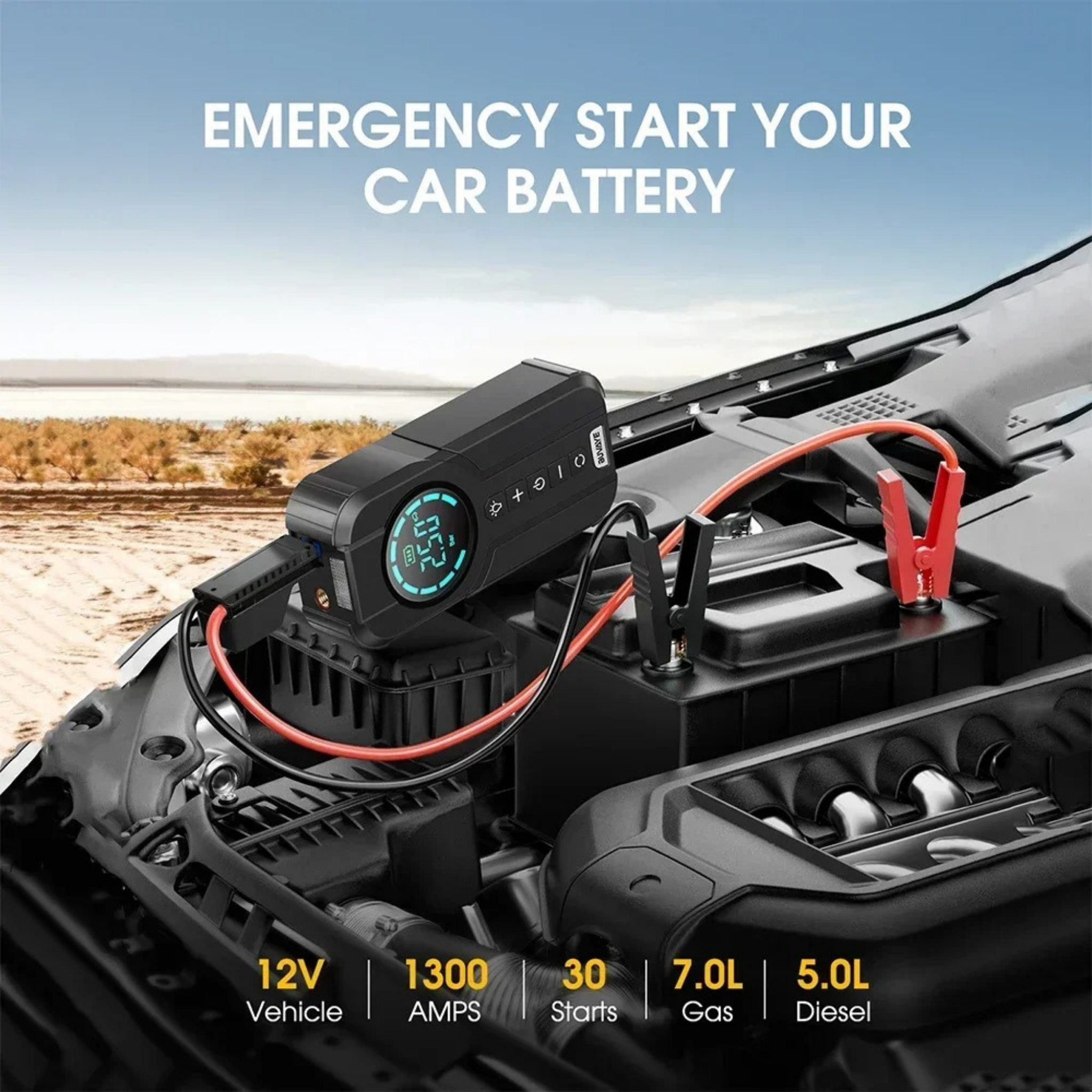 Compact 4-in-1 Car Jump Starter and Emergency Kit