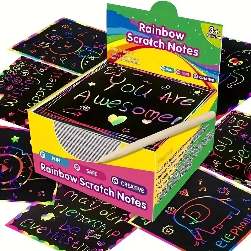 125 Scratch-Off Pad Cards Rainbow Scratch-Off Mini Art Notes Great Crafts For Kids And Teens Rainbow Scratch Art For Kids